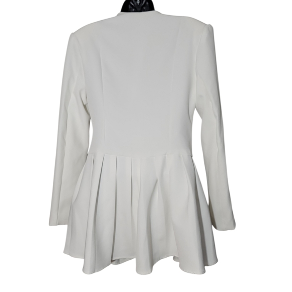 SHEIN BAE Pleated Hem Mini Blazer Dress White Polyester Slim Fit Size M - Picture 4 of 6